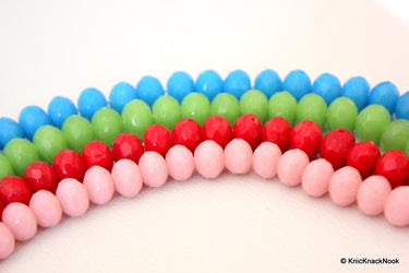 15 x Red Faceted Opaque Glass Rondelle Beads 10mm